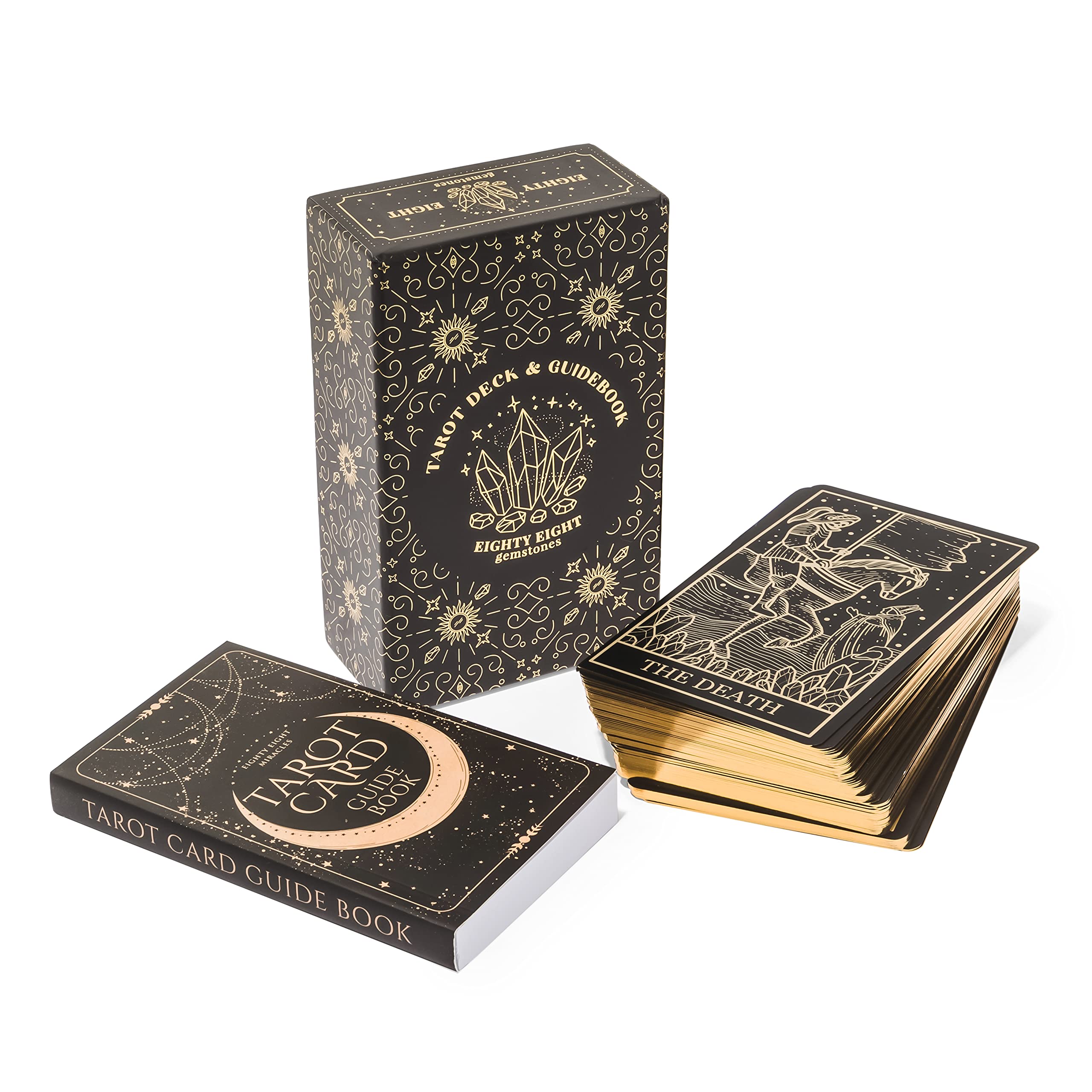 Eighty Eight Miracles 78 Pieces Black and Gold Foil Tarot Cards